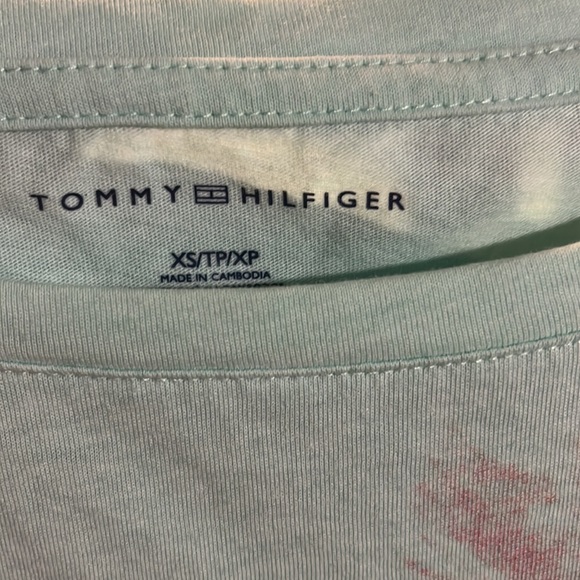 TOMMY HILFIGER T-Shirt Light Green Pastel Palm Print-XS - Picture 4 of 4